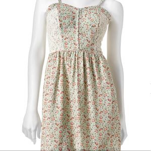 Floral and Lace Bustier Corset Mini Dress